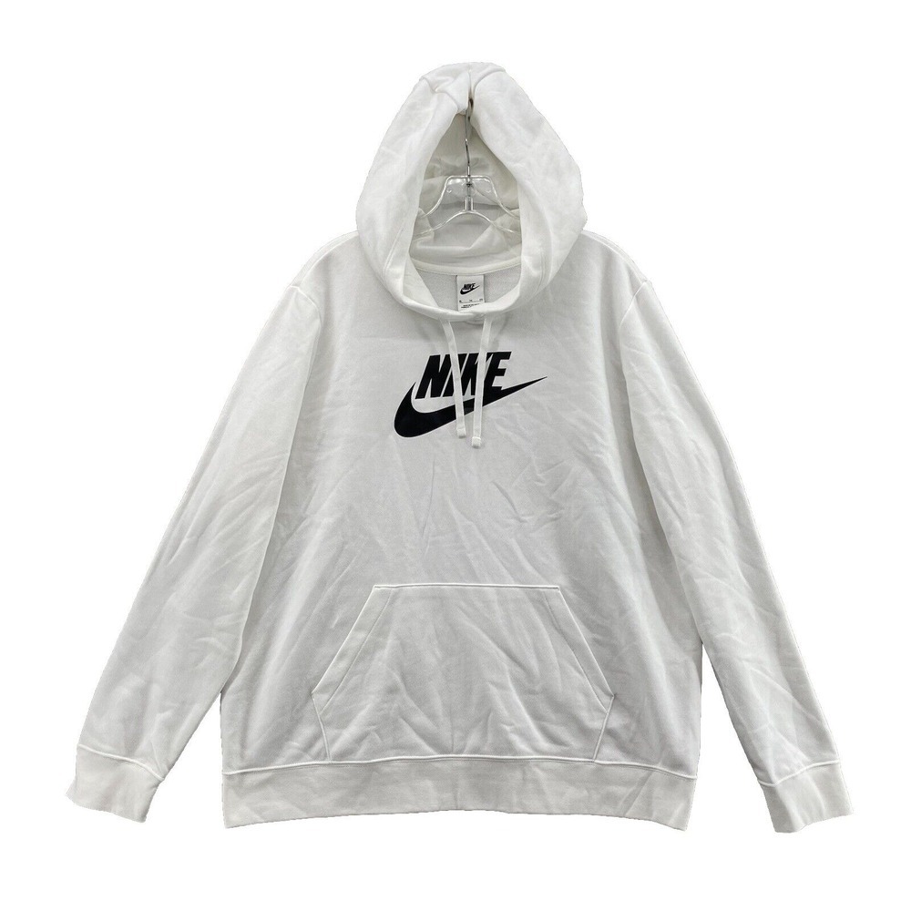 Nike Club Hoodie Men's XL White Center Swoosh‎ Sportswear Preppy Sportswear